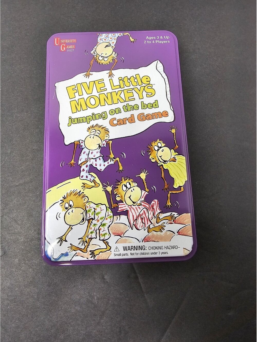 Five Little Monkeys Jumping on the Bed Card Game University Games Tin Complete